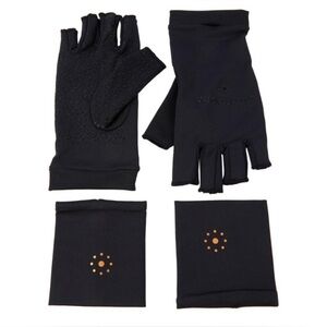 Tommie Copper Infrared Compression Fingerless Gloves and Wrists - Black‎ Large